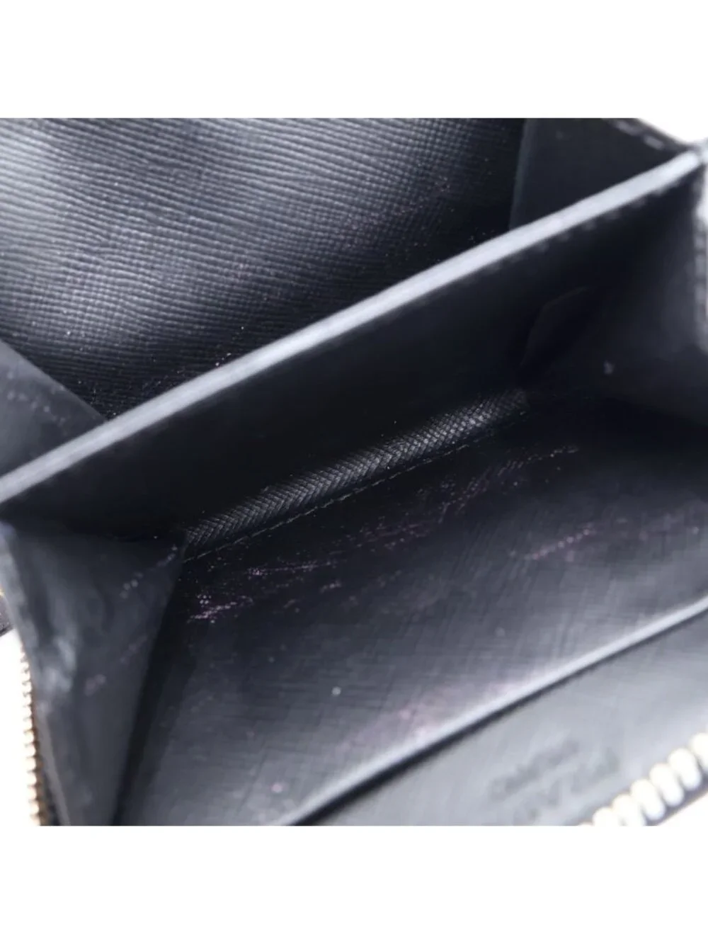 Prada Round Zip Leather Coin Case Black